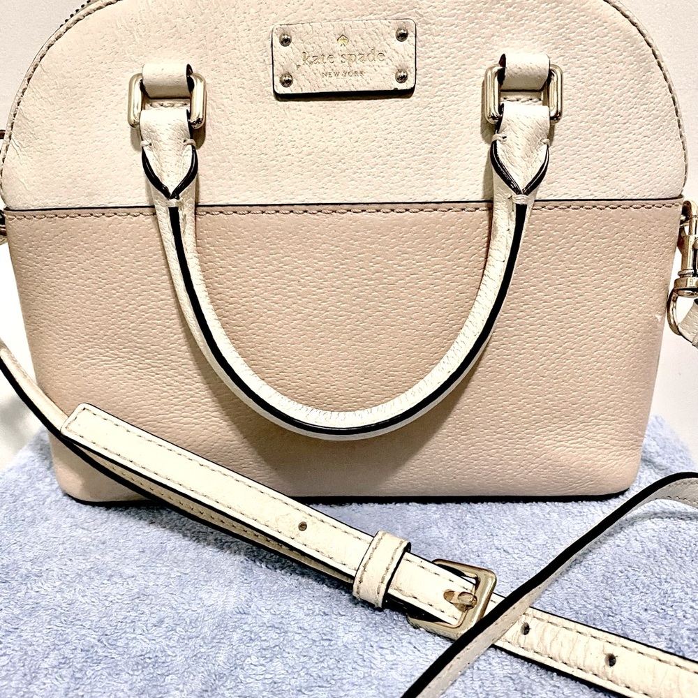 NWOT Pretty Color Block in Tan/Cream, Kate Spade, Dome Satchel